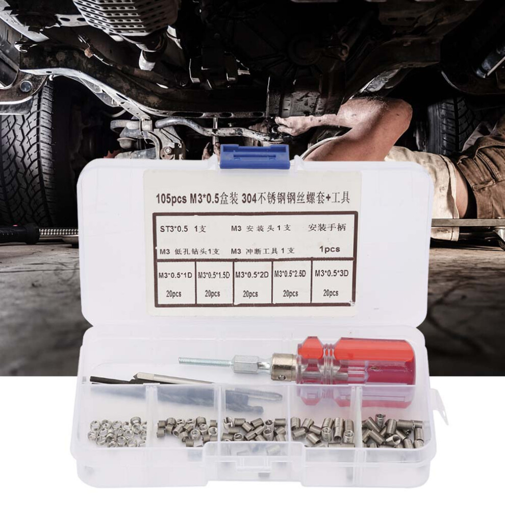 105pcs Wire Thread Insert Kit M3 Stainless
