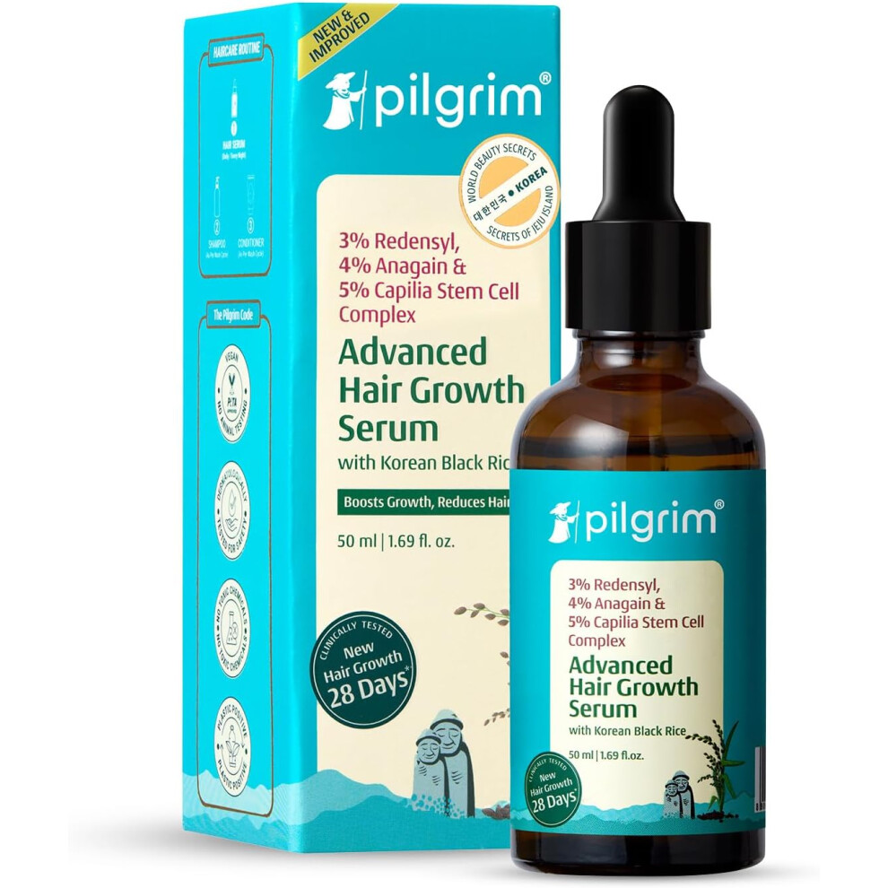 Black Pilgrim Redensyl 3% + Anagain 4% + Baicapil Advanced Hair Growth Serum Scalp Formula With Korean Rice For Hair Growth - 50Ml