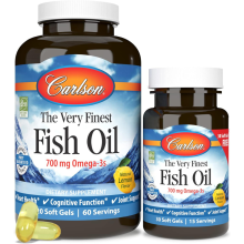 (Lemon) Carlson Very Finest Fish Oil 700 mg Omega-3 Softgels - 150 Count