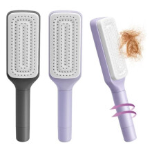 Haarbürste – Selbstreinigend – Lila und Grau – Massagekamm – Teleskopisch