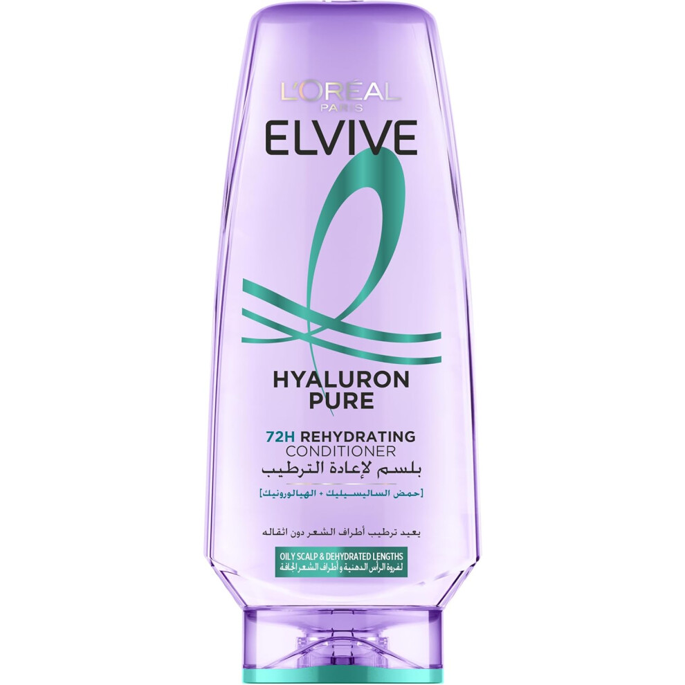 L'OrÃ©al Paris Elvive Hyaluron Pure Conditioner For Oily Scalp & Dehydrated Lengths, Hydrating & Purifying Hair Care - 200ml