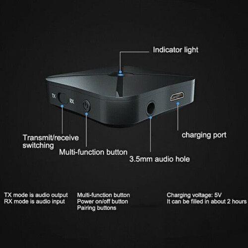 2-in-1 Bluetooth-zender/ontvanger, Bluetooth-ontvanger, 2-in-1 draagbare audioadapter, Bluetooth-audioadapter 1