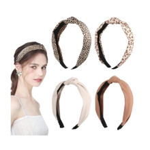 Dameshoofdband - sh - 4 stuks - Antislip - Luipaardprint - Knoopdesign