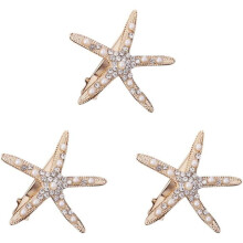 3-delige set haarclips in de vorm van een zeester, bruidsaccessoires voor bloemenmeisjes, haarspeld met diamanten