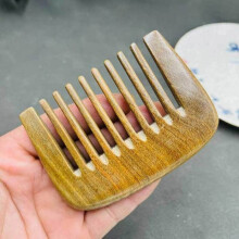 Holzkamm – AUCUNEARY – Grünes Sandelholz – Breite Zinken – Antistatisch – Handgefertigt