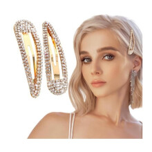 Set mit 2 Haarspangen – Metall – Gold – Strasssteine – Dekorative Accessoires – Damen und Mädchen