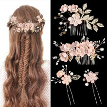 Haaraccessoires voor bruidsmeisjes, zijkammen voor bruidskapsels, bloemvormige haarspelden