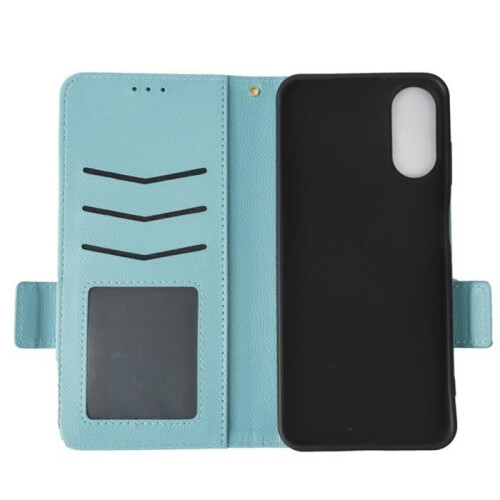 Étui à rabat en cuir PU pour Oppo A17 - Bleu 1