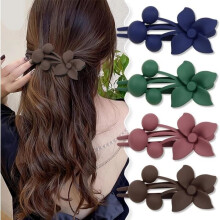 Haarclips - Niet gespecificeerd - Set van 4 - Diverse kleuren - Mat kristal - Bloemenmotief