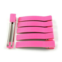 6 platte, met stof beklede haarclips, 6 cm - fuchsia RC007061