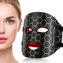7-kleuren LED-gezichtsmasker – Anti-aging, acne- en rimpelbehandeling – 95 lichtgevende kralen – Siliconen – USB-oplaadbaar – IPX7