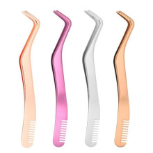 4-teiliges Set: Pinzette für künstliche Wimpern, Wimpernzange mit Kamm, Applikationswerkzeug für künstliche Wimpern für Mädchen, Frauen,
