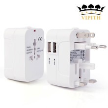 VIPITH Universal-Reiseadapter für Großbritannien/Europa/USA/Australien mit 2 USB-Anschlüssen