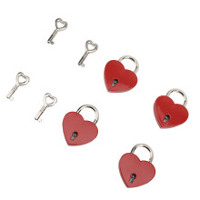 Zinc Alloy Love Lock Set 4 Heart Padlocks Red