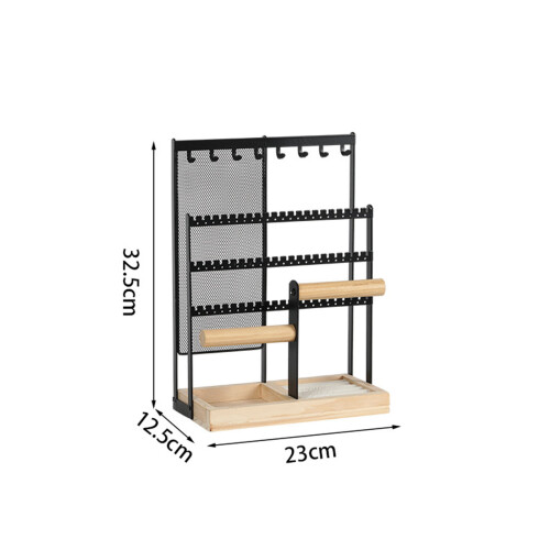 Sturdy Iron and Solid Wood Jewelry Holder Suitable for-Black 2