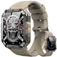 (Khaki) Smartwatch -TFT HD Screen Waterproof Men Watches with Emergency Lighting Compass