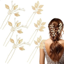 Haaraccessoires - Bruiloft - 6 stuks - Kristallen haarspelden - Goud en kristal - Elegantie en charme