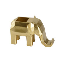 Geometric Elephant Phone Stand And Pen Stand Desktop-Gold