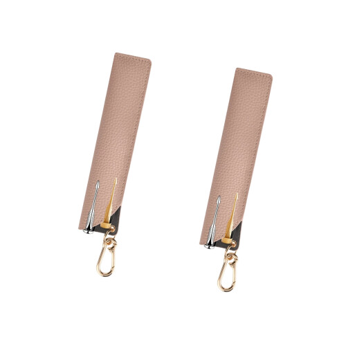 2Pieces PU Leather Pencil Case With Keychain Hook 16CM-Pink