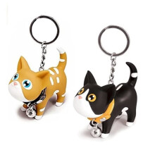 2 sleutelhangers in de vorm van een kat en sleutelhangers in de vorm van een kat met hangers in de vorm van een kitten, een leuk cadeau-idee