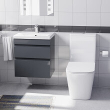 Nes Home 500mm Wall Hung Drawers Vanity with basin & Close Coupled Toilet