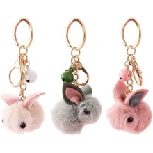 Porte-clés - Mignons - Lot de 3 - Fausse fourrure - Idéaux pour les enfants - Accessoires de sac