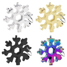 Outil multifonction 18 en 1 en forme de flocon de neige, coffret de 4 outils flocon de neige, clé flocon de neige en acier inoxydable,