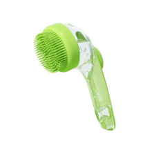 Brosse de bain pour chien, brosse de lavage pour chien, brosse Ă shampoing avec distributeur de savon