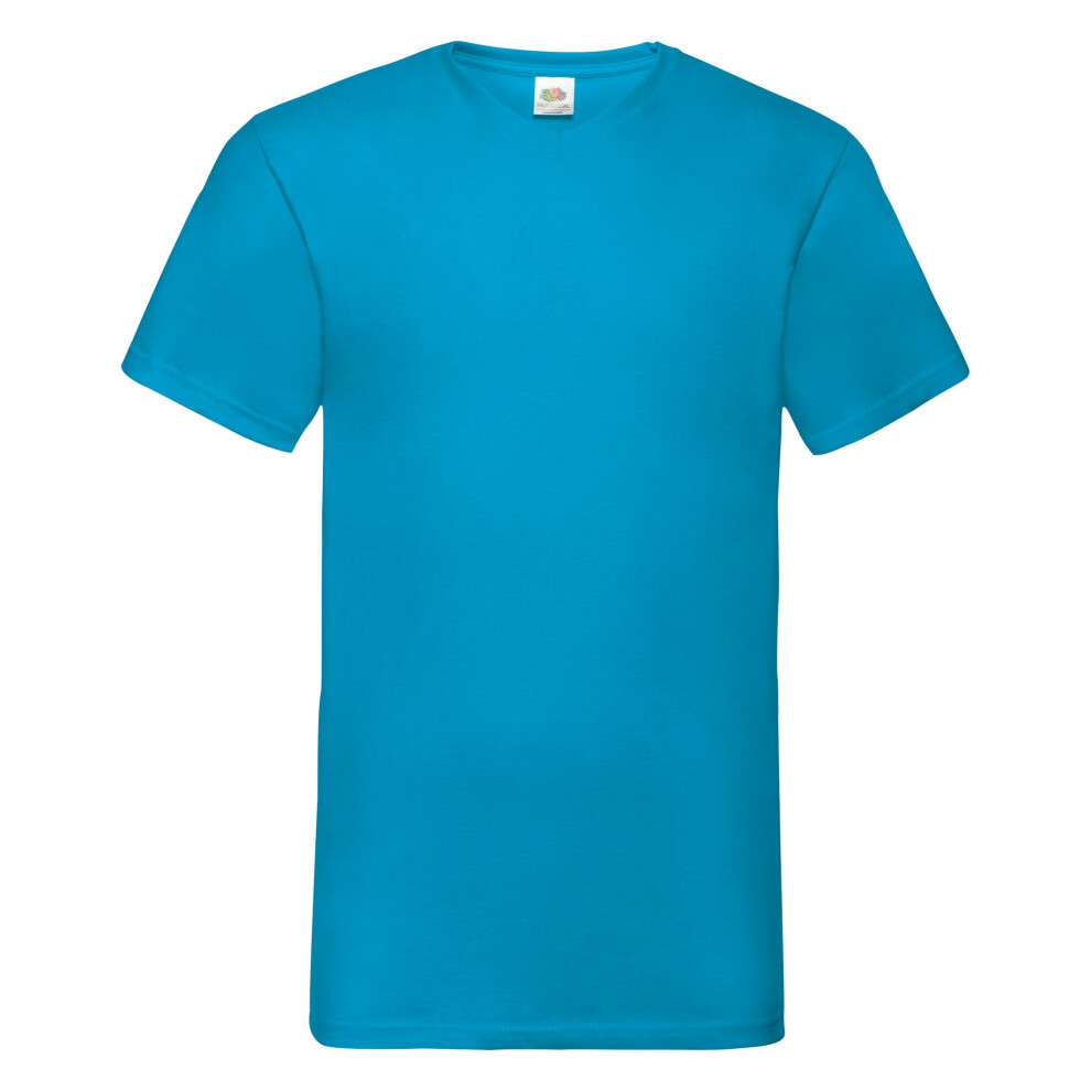 Fruit Of The Loom (S, Azure ) Mens Valueweight V-Neck, Short Sleeve T-Shirt Blue