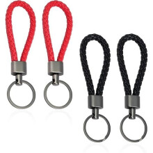 Sleutelhangers - Creatief - 4 stuks - Gevlochten PU-leer - Elegant ontwerp - Unisex zwart