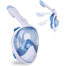 PIMPIMSKY Volledig gezichtsmasker met anticondensfunctie, 180 kijkhoek en snorkel voor kinderen/volwassenen - Maat S/M Blauw