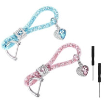 Autosleutelhanger - Niet gespecificeerd - 2 stuks - Kristal - Hartvormige hanger - Sakura roze en gletsjerblauw