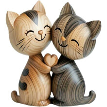 Holzornamente – KZQ – Katze – Natur – 2 Stück – Modernes Design – 2D-Flachdesign