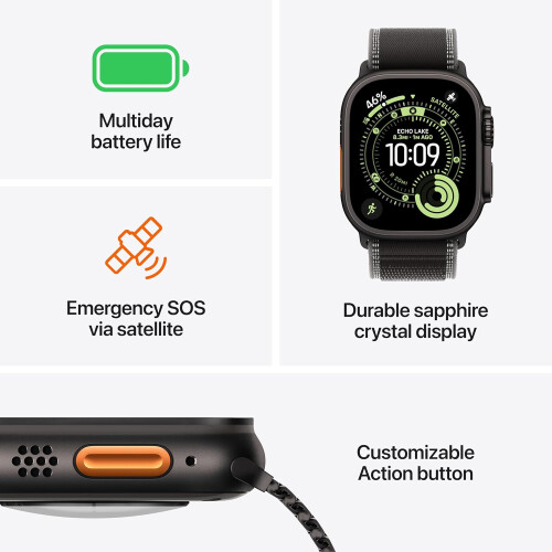 Apple Apple Watch Ultra 3 GPS+Cellular 49mm Μαύρη Θήκη Τιτανίου MF0Q4 Μικρό Μαύρο Alpine Loop 1