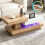 360 Rotating Coffee Table With LED Wooden Side Table 1