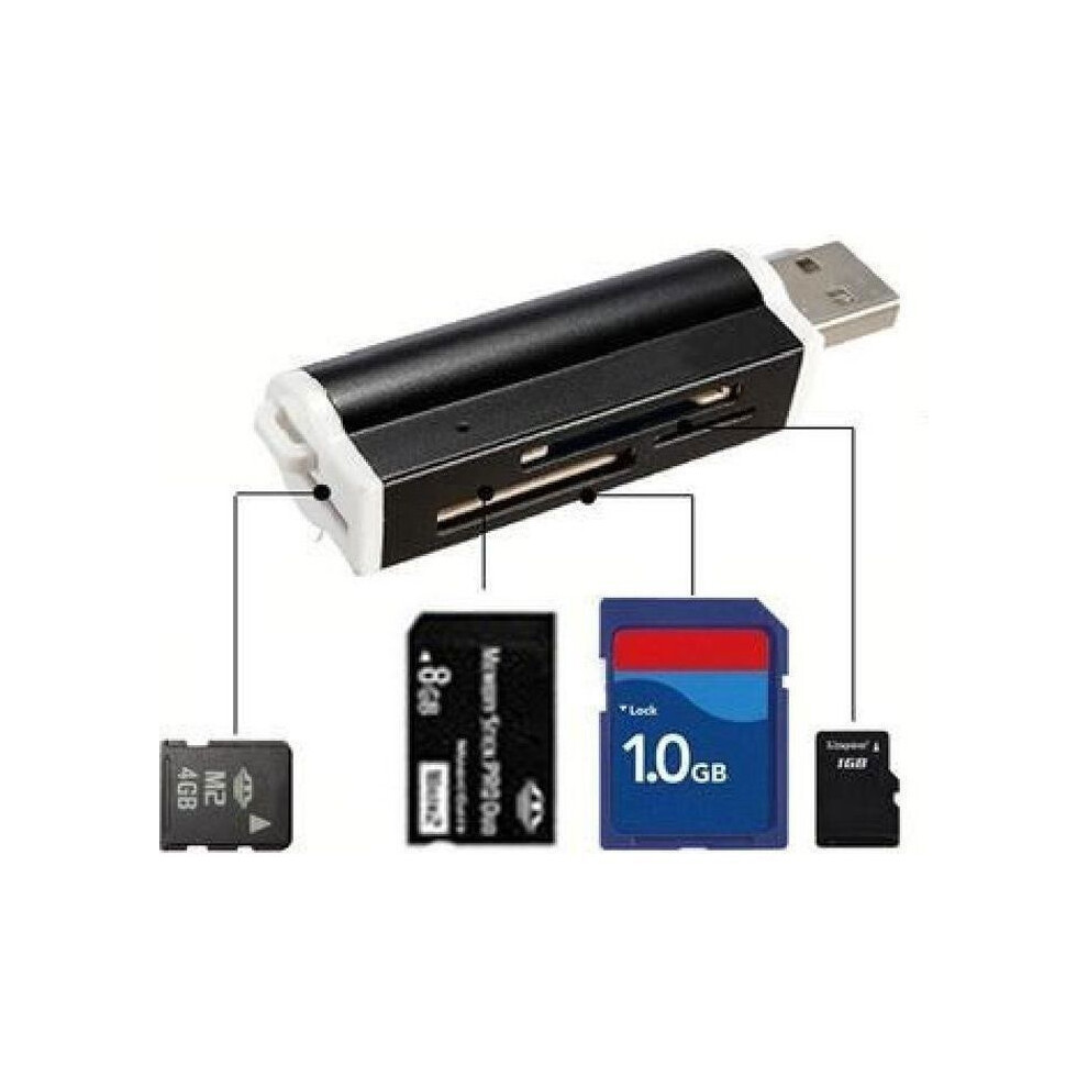 Usb Multi Card Reader For Micro Sd, Mmc And Sdhc Cards, Compact Adapter For Fast Data Transfer Black 7676609259724