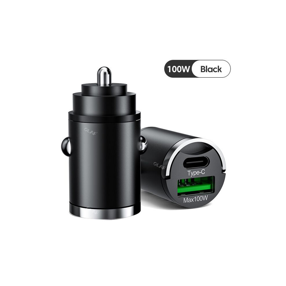 100W Usb-C Pd And Usb-A Qc3.0 Car Charger With 1 Type-C Port And 1 Usb-A Port, Fast Charging Cigarette Lighter Adapter 7676609259762