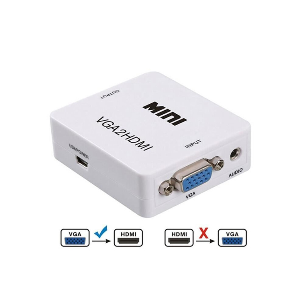 Vga To Hdmi Adapter 1080P Audio And Video Converter For Monitor And Tv White 341193340635