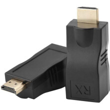 2 Pack RJ45 to HDMI Extender Ethernet LAN Cable, Network Extension Cable, 30 m over Cat5e Cat6, HDMI 1.4 compatible