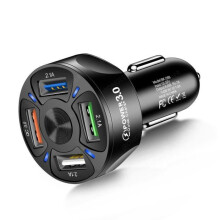 Chargeur de voiture USB universel Ă 4 ports, noir, 7 A, 48 W, Quick Charge 3.0, adaptateur de charge rapide compact