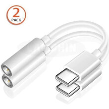 USB-C to 3.5mm Audio Adapter Cable for Music Playback and Charging, Black, Compact Design