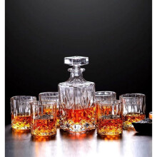 Ensemble de 7 pièces pour whisky : carafe en cristal de 750 ml et 6 verres à whisky de 300 ml pour bar à domicile.