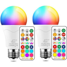 Ampoule LED RGBW 10 W E27 120 couleurs avec télécommande, minuterie et intensité variable, blanc chaud, lot de 2