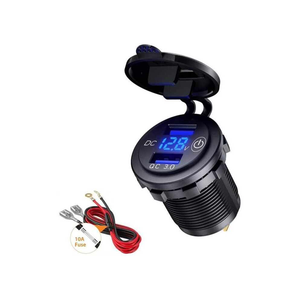 Dual Port Usb Car Charger Qc 3.0 Fast Adapter 5V 6A 30W With Led Digital Voltmeter And Switch 3403292166831