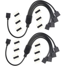 4 Pin RGB Splitter Cable, 1 to 4 Female Connector Cable for RGB LED Color Changing Strip, 2 Pairs