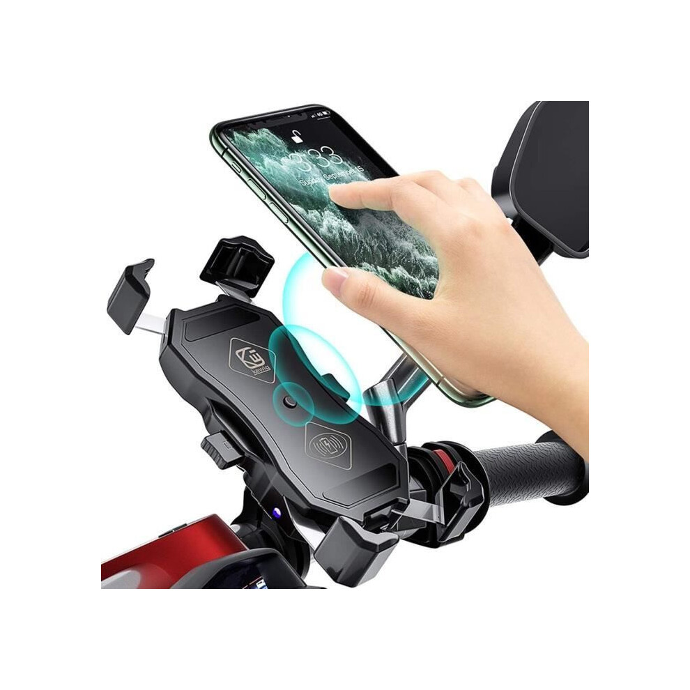 Motorcycle Phone Mount With Usb And Qc 3.0 Charger, 15W Wireless Charging, 360 Degree Rotation, For 4 To 6.5 Inch Smartp 3403292167029