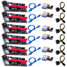 6PCS PCI-E Riser Card USB VER009S Extension Cable Adapter PCI-E 1X to 16X Graphical Card Extender