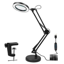 Magnifying Lamp, Work Lamp, Adjustable Brightness 3 Colour Light, 10 Diopter, Swing Arm with Pivoting Arm