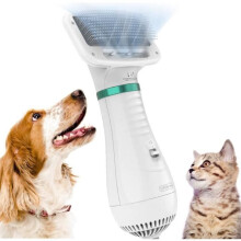 2-in-1 Pet Hair Dryer and Brush, Portable Travel Grooming Tool for Dogs and Cats, Adjustable Speed, Compact and Lightwei