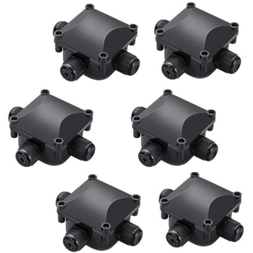 Waterproof 3 Way Cable Connector IP68 Electrical Junction Box 6 Pack for Outdoor Cable Splicing